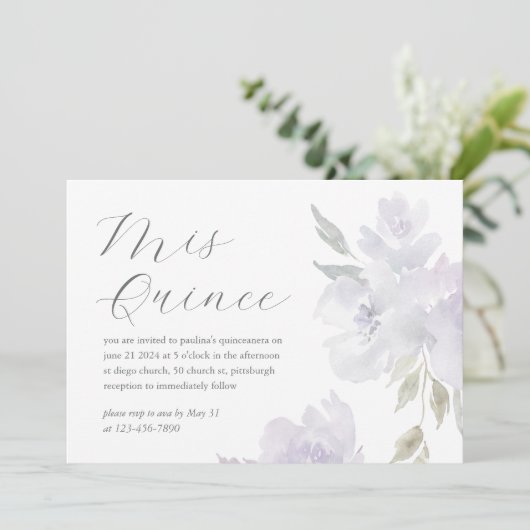 プラムかわいらしフローラ15年誕生日キンセアニラ 招待状 (スタンド正面)