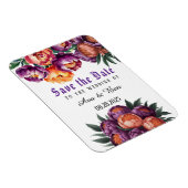 プラムとオレンジのペオニーのSave the Date マグネット (右側)