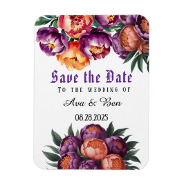 プラムとオレンジのペオニーのSave the Date マグネット