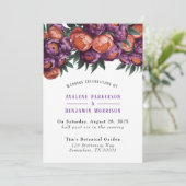 プラムとオレンジ絵を描の牡丹結婚のお祝い 招待状 (スタンド正面)