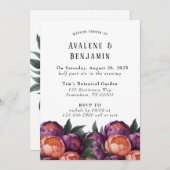 プラムとオレンジ絵を描牡丹ウェディングシャワー 招待状 (正面/裏面)