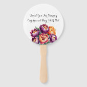 プラムとオレンジ色の牡丹の花束結婚の ハンドファン (裏面)