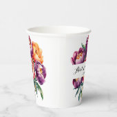 プラムとオレンジ色の牡丹の花束結婚の 紙コップ (右)