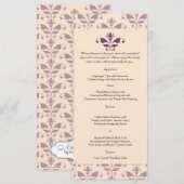 プラムとシャンパンダマスクのウェディングメニュー メニュー (正面/裏面)