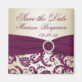 プラムとシャンパンダマスクの結婚式の好意マグネット マグネット