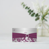 プラムとシルバーのダマスクプレイスカード プレイスカード (スタンド正面)