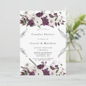 プラムとシルバーの幾何学的カップルのシャワー招待状 (スタンド正面)