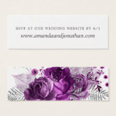 プラムとシルバーの水色フローラ結婚式RSVP (正面&裏面)