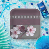 プラムとティール（緑がかった色）グリーンスクエア ペーパープレート (パーティー)