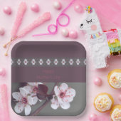 プラムとティール（緑がかった色）グリーンスクエア ペーパープレート (パーティー)