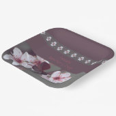 プラムとティール（緑がかった色）グリーンスクエア ペーパープレート (傾斜あり)