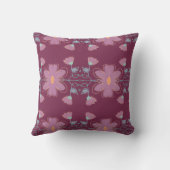 プラムとティール(緑がかった色)ブルー クッション (裏面)