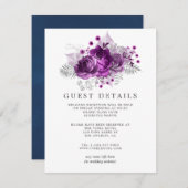 プラムとネイビーのウォーター結婚カラーズゲスト詳細 エンクロージャーカード (正面/裏面)