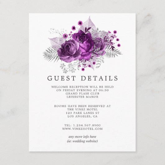 プラムとネイビーのウォーター結婚カラーズゲスト詳細 エンクロージャーカード (正面)