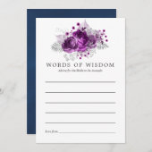 プラムとネイビー水色フローラブライダルアドバイス アドバイスカード (正面/裏面)