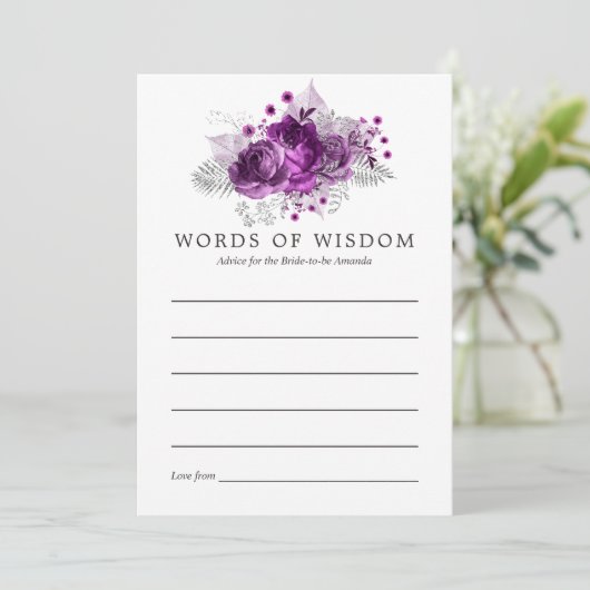 プラムとネイビー水色フローラブライダルアドバイス アドバイスカード (スタンド正面)