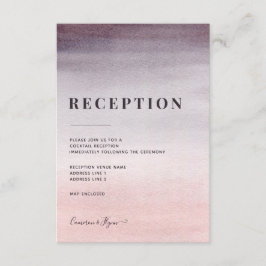 プラムとピンクのグラデーション水彩結婚式レセプション エンクロージャーカード