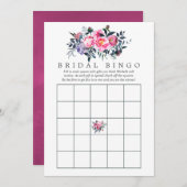 プラムとピンクの水色フローラブライダルビンゴ (正面/裏面)