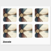 プラムとブルーのオンブルシール ウェディングウォーターカラー スクエアシール (シート)