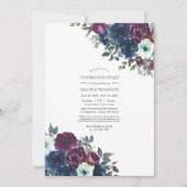 プラムと海軍のフローラお祝いの写真 招待状 (正面)