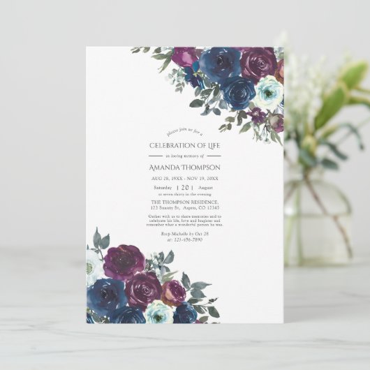 プラムと海軍のフローラお祝いの写真 招待状 (スタンド正面)