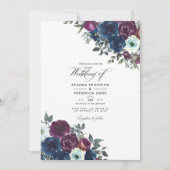 プラムと海軍のフローラ結婚の写真 招待状 (正面)