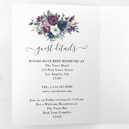 プラムと海軍のフローラ結婚ズ 三つ折り招待状 (内部最初)