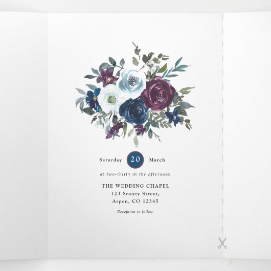 プラムと海軍のフローラ結婚ズ 三つ折り招待状 (内部中)