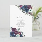 プラムと海軍のフローラQRコードRSVP 結婚's 招待状 (スタンド正面)