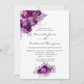 プラムと海軍の水色のフローラリハーサルディナー 招待状 (正面)