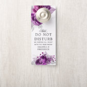 プラムと海軍の水色のフローラ結婚ズ ドアノブサイン (ノブ)