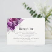 プラムと海軍の水色のフローラ結婚披露宴 エンクロージャーカード (スタンド正面)