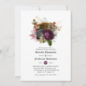 プラムと燃えたオレンジのハロウィーンリハーサルのディナー 招待状 (正面)