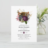 プラムと燃えたオレンジのハロウィーンリハーサルのディナー 招待状 (スタンド正面)