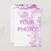 プラムと白の蘭の結婚式RSVP応答カード 出欠カード (正面/裏面)