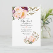 プラムと赤面フローラベビーシャワー 招待状 (スタンド正面)