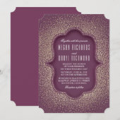 プラムと金ゴールドグリッターヴィンテージウェディング 招待状 (正面/裏面)