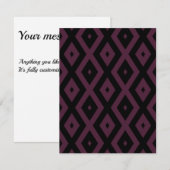 プラムと黒のダイヤモンドパターン 出欠カード (正面/裏面)