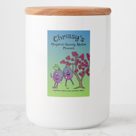 プラムのパルおもしろいス漫画のプルーンの保存管理と多く フードラベル (正面)