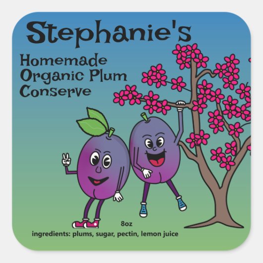 プラムのパルおもしろいス漫画はタルトなどを保存 スクエアシール (正面)