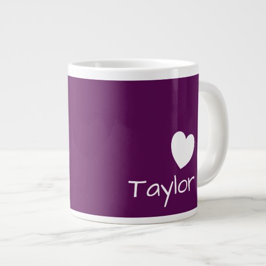 プラムの完璧 – 巨大なマグカップとハート ジャンボコーヒーマグカップ (正面右)