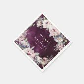 プラムの水色&ほこりっぽいピンクのフローラボホ結婚ズ スタンダードカクテルナプキン (角)