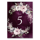 プラムの水色&ほこりっぽいピンクのフローラボホ結婚ズ テーブルナンバー (裏面)