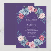プラムの色合いがロマンティックな結婚式 招待状 (正面/裏面)