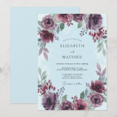 プラムの花のアーチ ロマンティックな結婚式 招待状 (正面/裏面)