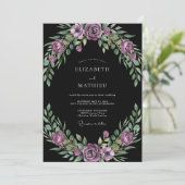 プラムの葉とブラックユーカリの結婚式 招待状 (スタンド正面)