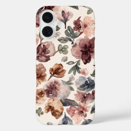 プラムの野花の水彩画の憂鬱な植物園 iPhone 16ケース