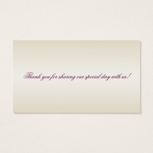 プラムアンドシャンパンダマスクウェディングメッセージカード (裏面)