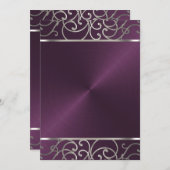 プラムアンドシルバーホリデーパーティー招待状 招待状 (正面/裏面)