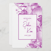プラムアンドホワイトラン結婚式招待状 招待状 (正面/裏面)